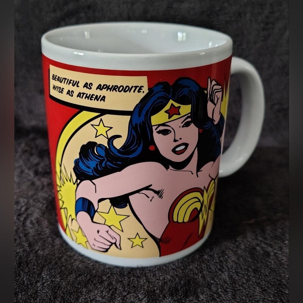 Wonder Woman Comic Art Ceramic Mug - Red, Yellow, Blue